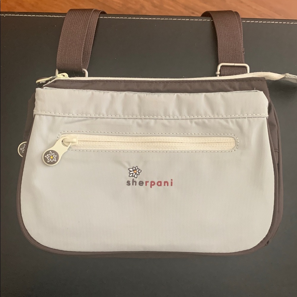 Sherpani Bag in Brown and Gray with Floral Accents